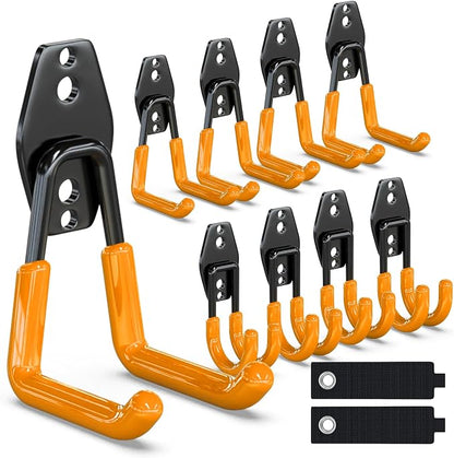 3-H Garage Wall Hooks 10 Pack, Heavy Duty Garage Hooks by 3-H