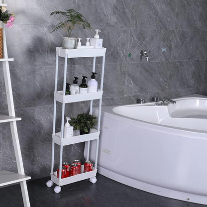 Sooyee 4 Tier Slim Storage Cart Mobile Shelving Unit Organizer Slide Out - Image 5