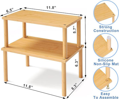 Cabinet Organizer Shelf, Kitchen Counter Shelves, Bamboo Stackable Expandable - Image 4