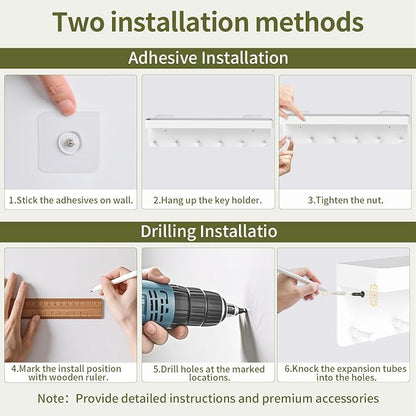 MKO Key Holder Wall Mount, Adhesive Key Hanger - Image 9