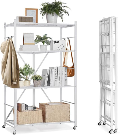 VEVOR 4-Tier Foldable Storage Shelf, 36W x 21D x 60 H Inch Folding Metal Rack by VEVOR