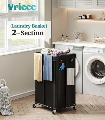 Laundry Hamper with Wheels, Rolling Laundry Basket with Metal Frame and - Image 5
