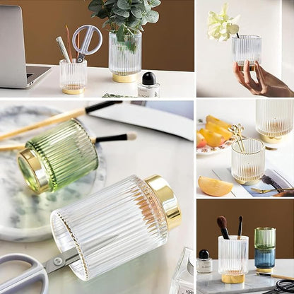 DASITON Makeup Brush holder Organizer, Crystal Cosmetic Makeup Brush Glass - Image 3