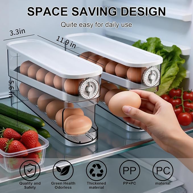 Egg Dispenser For Refrigerator Automatic Rolling, Space-Saving Egg roller - Image 6