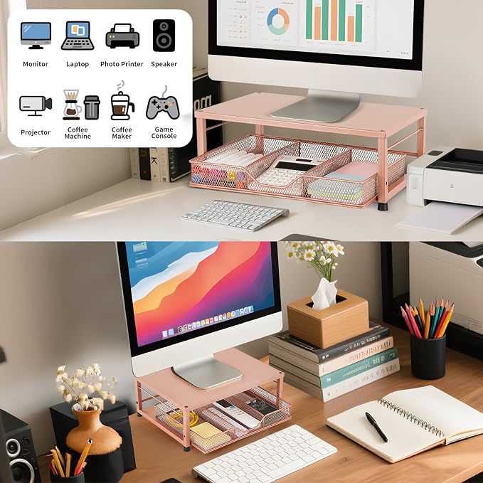 Small Laptop Stand for Desk, Monitor Stand Riser, Office Desk Accessories - Image 2