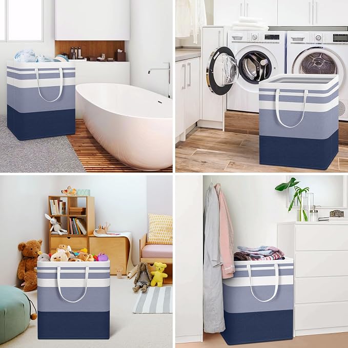 HomeHacks 2-Pack Large Laundry Basket, Waterproof, Freestanding Laundry Hamper - Image 6