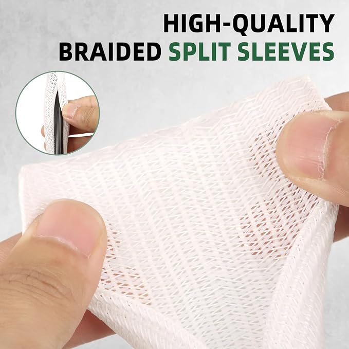 Split Wire Loom Tubing, Cable Protector Sleeve, Braided Cable Management - Image 3