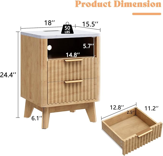 AMERLIFE Fluted Nightstand - Image 2