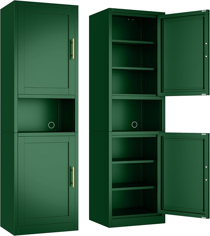 Ckzbx Tall Narrow Storage Cabinet 66.93" H Tall Bathroom Cabinet Metal Pantry by Ckzbx