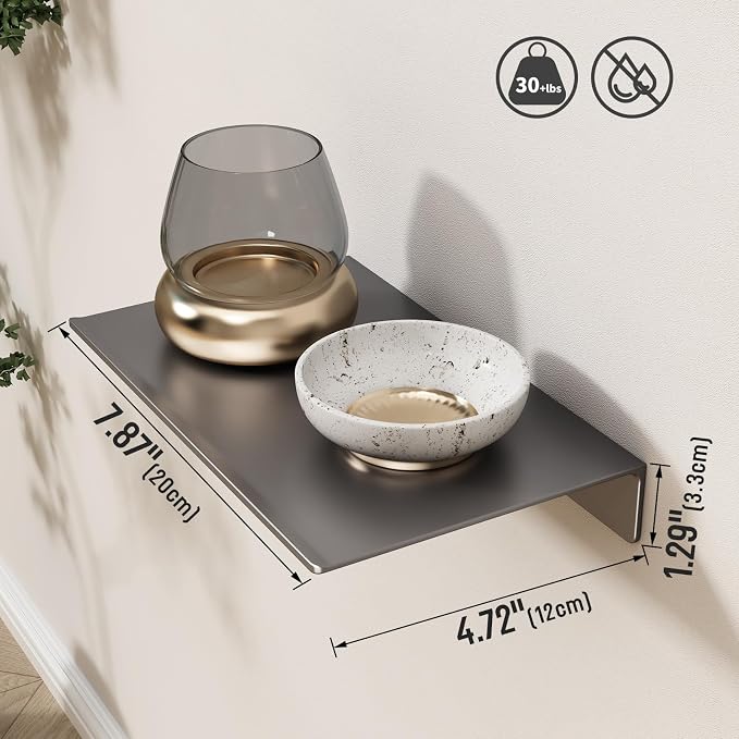Danpoo 8 inch Gray Small Floating Shelves - Image 3