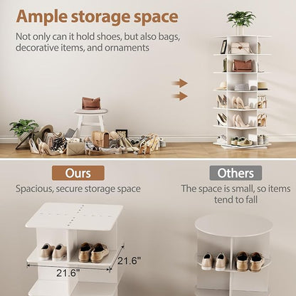 Rotating Shoe Rack Tower, PVC Material Structure, 6-Tier 360° Swivel - Image 8