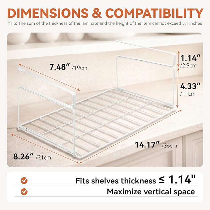 Under Shelf Basket, Space Saving Cabinet Organizers and Storage - Image 4