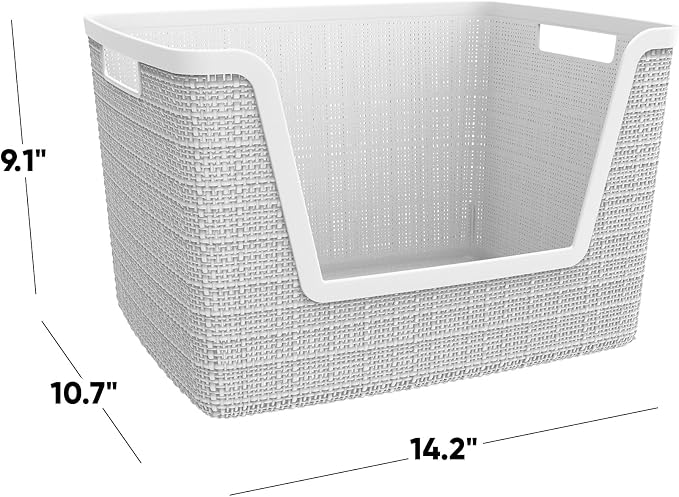 Curver Set of 4 Large 18L Easy Access Jute Decorative Plastic Organization and - Image 2