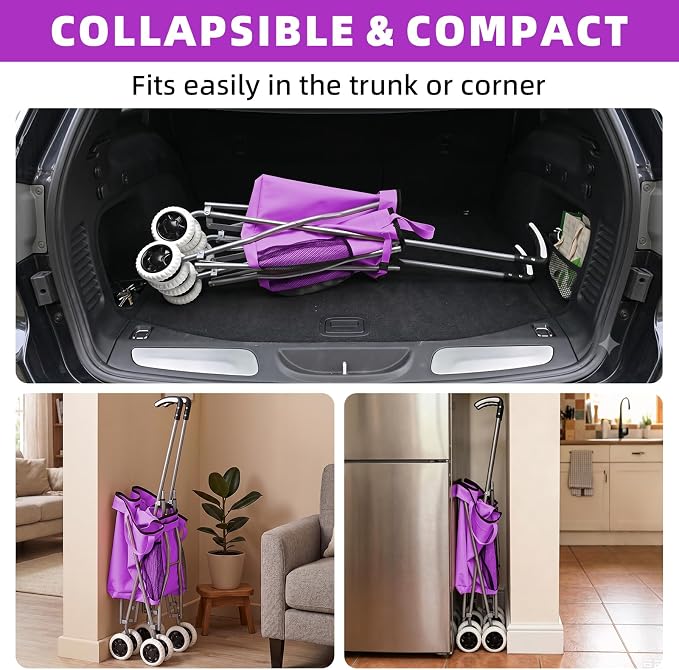 Shopping Carts for Groceries Foldable Rolling Trolley - Image 5