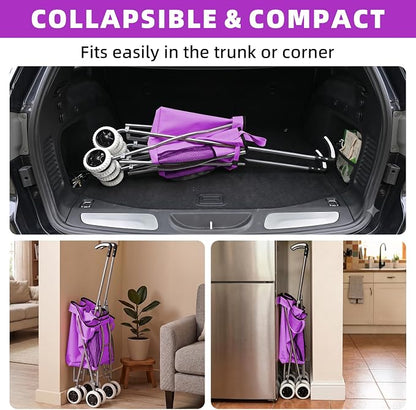 Shopping Carts for Groceries Foldable Rolling Trolley - Image 5