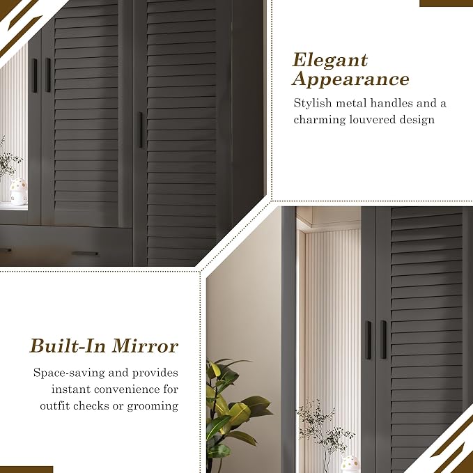 jiteentarou 3 Door Armoire Wardrobe Closet Cabinet - Image 8