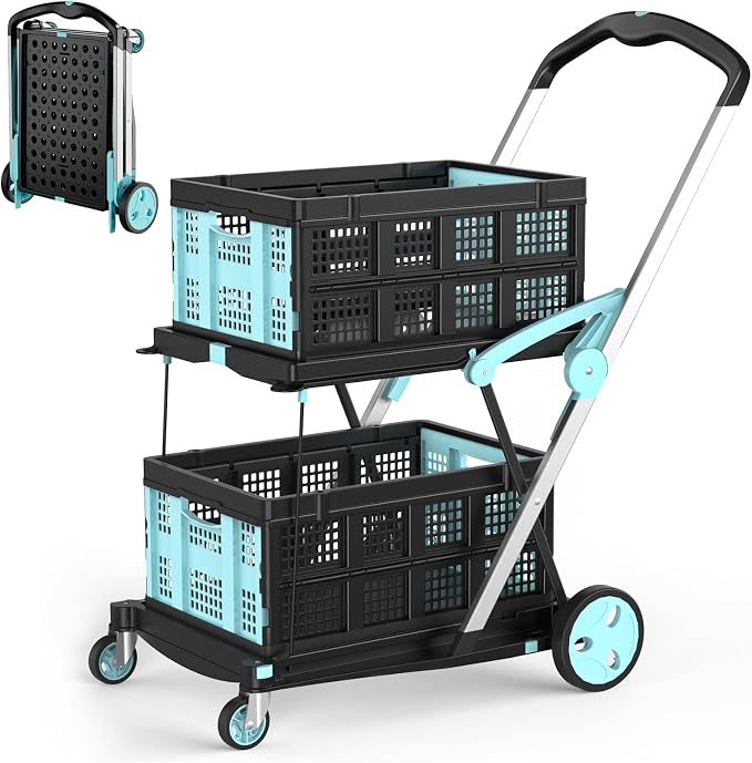 Foldable Shopping Cart, 200 lbs Capacity Grocery Cart on Wheels - Image 9