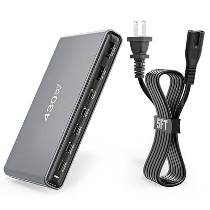 GaN5 430W USB C Charger Block Charging Station, Apple 7 Port Fast Charging Block by Dazana