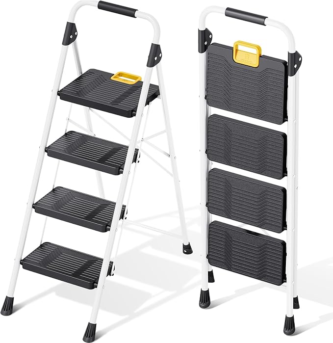 KINGRACK 4 Step Folding Ladder, 800lbs Capacity Step Stool by KINGRACK