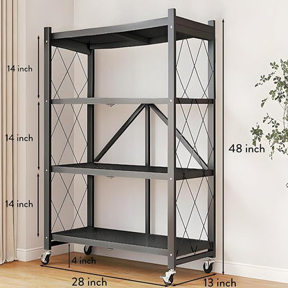 4-Tire Storage Shelves Organizer, Foldable Metal Garage Shelving, Portable - Image 2