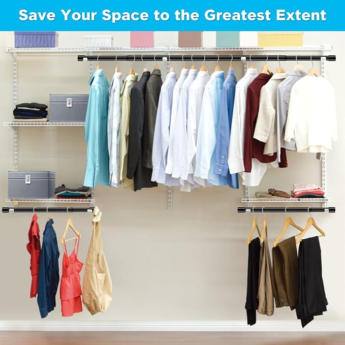 INFLATION Adjustable Closet Rod 15-25 Inch Width, 35 Inch Height Black Stylish - Image 4
