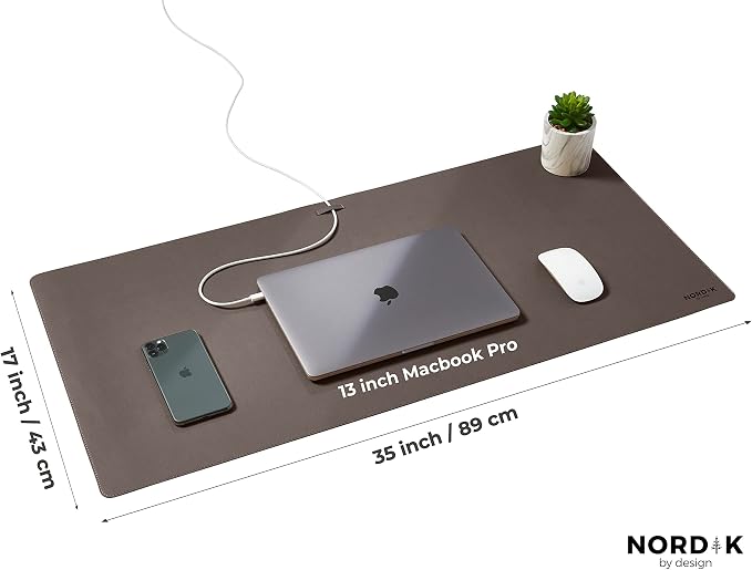 Nordik Cork Leather Desk Mat Cable Organizer - Image 2