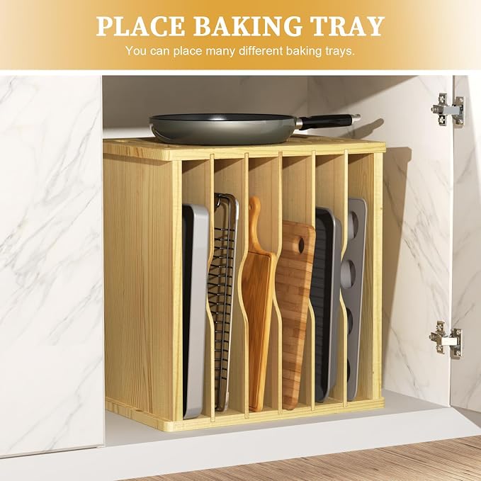 7 Tier Wooden Cabinet Tray Dividers, Kitchen Cabinet Tray Divider - Image 8