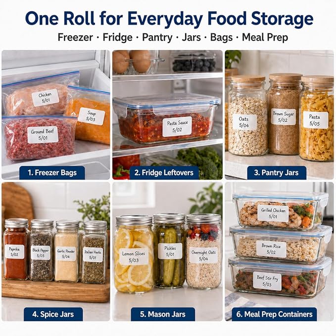 1200 Freezer Labels to Write On, 1x2 Inch Removable Food Labels, Freezer-Safe - Image 7