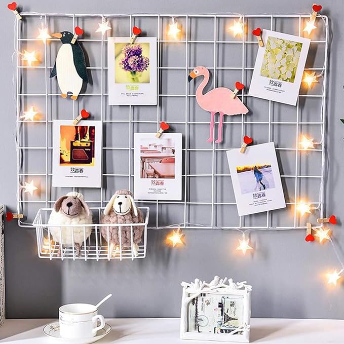 GBYAN Wire Wall Grid Basket Hanging Display Shelf White Metal Grid Panel - Image 4