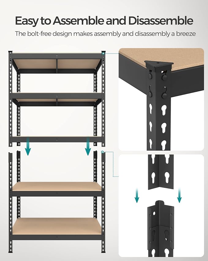 SONGMICS 5-Tier Storage Shelves, Load 2310 lb, Garage Storage, Boltless Assembly - Image 6