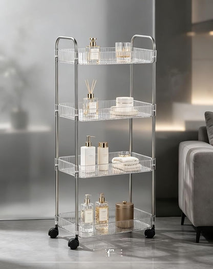 Sooyee Clear 4-Tier Plastic Rolling Utility Cart - Image 7
