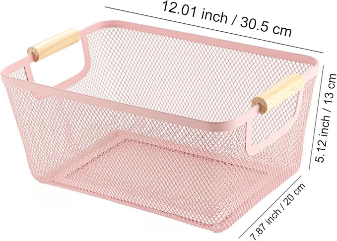AJIODA Metal Mesh Steel Basket, Medium Wire Storage Organizer Basket - Image 2