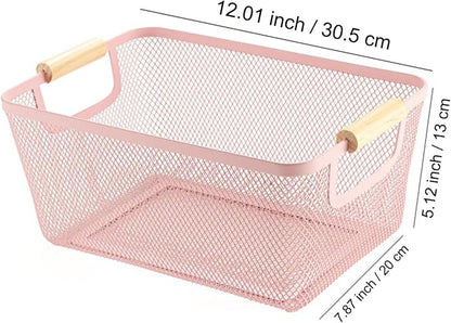 AJIODA Metal Mesh Steel Basket, Medium Wire Storage Organizer Basket - Image 2
