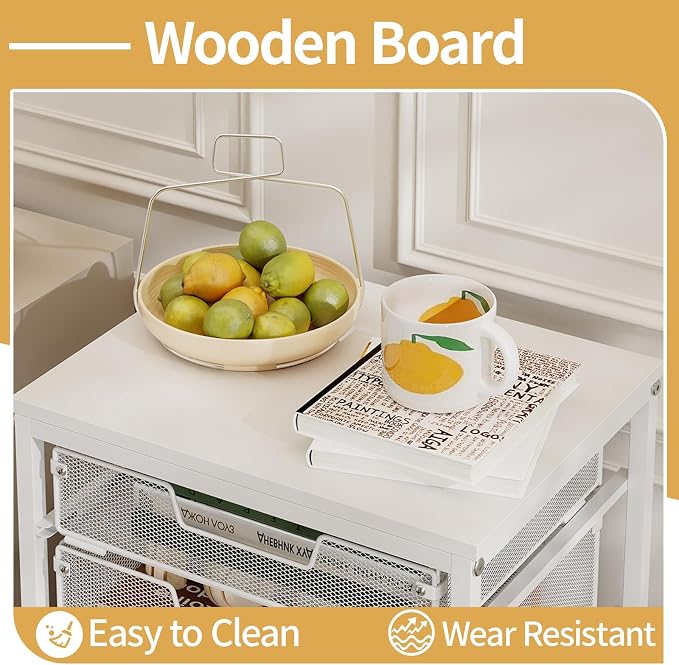 Sbanmao Utility Cart with 5 Drawers, Rolling Storage Cart with Wooden Tabletop - Image 4