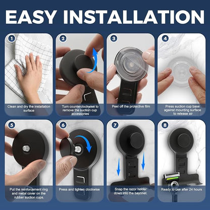 Suction Cup Razor Holder for Shower Wall 2 Pack, Heavy-Duty 15lbs Suction Hooks - Image 5