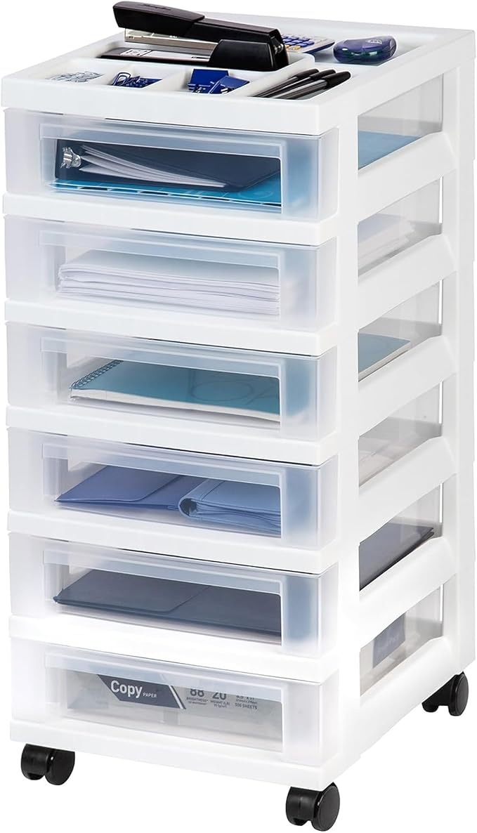 IRIS USA Plastic Drawer Storage Organizer Rolling Cart, - Image 4