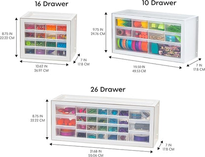 IRIS USA 10-Drawer Organizer, 2 Pack, Makeup Tool Craft Storage, Stackable - Image 4