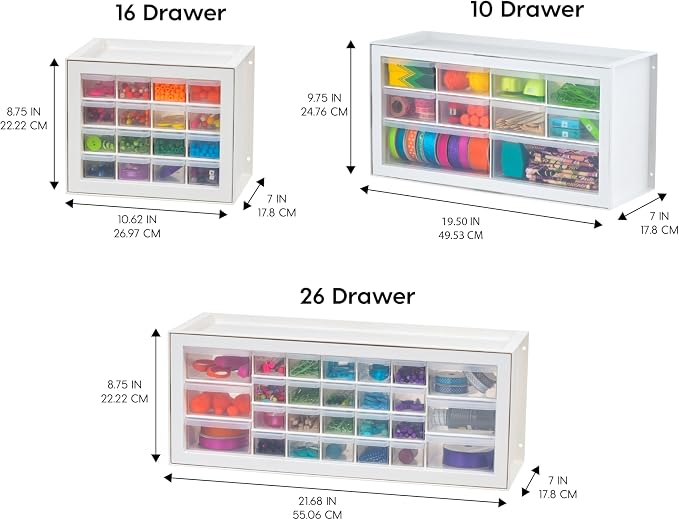 IRIS USA 16-Drawer Small Drawer Organizer, Craft Desk Storage, Stackable - Image 4