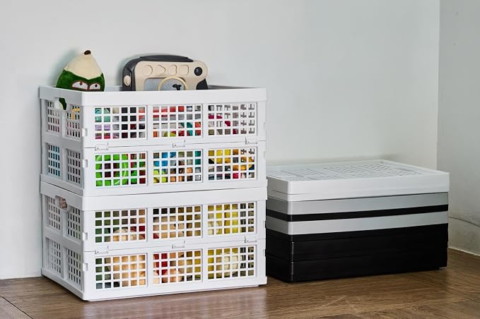 3-Pack Plastic Collapsible Storage Crates-30L, Foldable Plastic Crates - Image 7