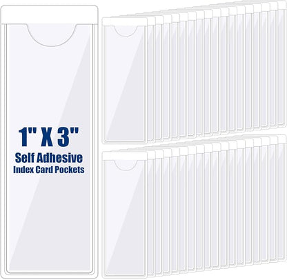 Outus 200 Pack 1.2 x 3.35 Inch Self Adhesive Label Pockets Bulk Plastic Labels by Outus
