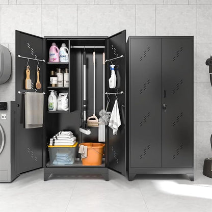 75" Metal Storage Cabinet with Lockable Doors, Functional Garage Storage - Image 2