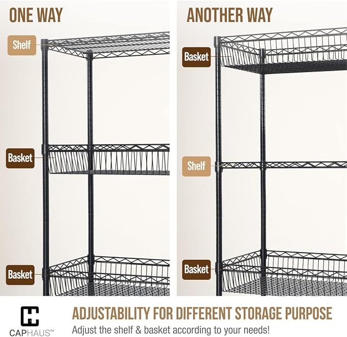 CAPHAUS NSF Wire Shelving Unit w/Baskets & Liner, Storage Rack Corner Shelves - Image 7