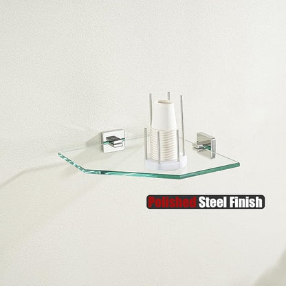 JQK Corner Glass Shelf, Polished Chrome Bathroom 304 Stainless Steel Shower - Image 4