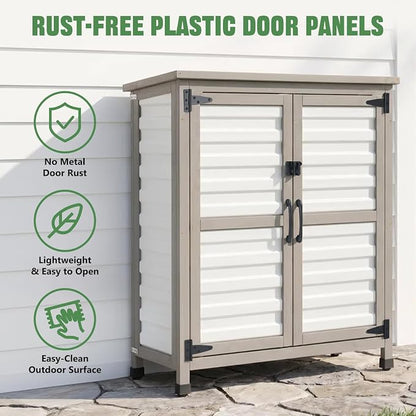 Ketive Outdoor Storage Cabinet, 2-Tier Garden Cabinet - Image 3