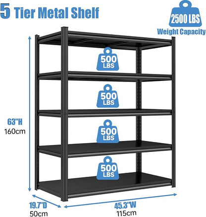 Garage Storage Shelves, 5 Tier Shelving Unit, 40 inch Wide, 18” Deep, 78” Tall - Image 3