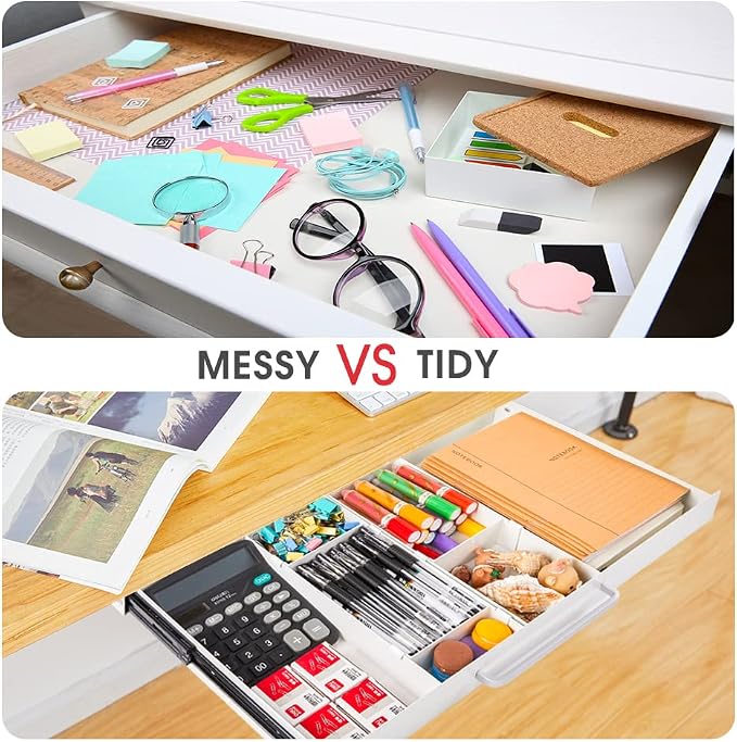 Large Size Under Desk Slide out Pencil Drawer White - Image 7