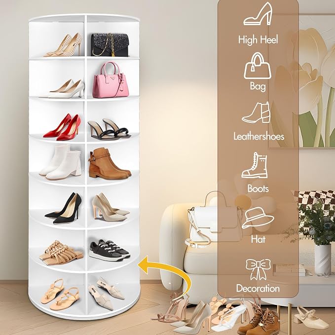 7-Tier Rotating Shoe Rack Tower, 28 Slots, 360° Revolving Storage | 23.6 in - Image 4