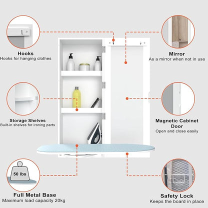 Wall Mount Ironing Board Cabinet, Built in Swivel Ironing Board Folding - Image 4