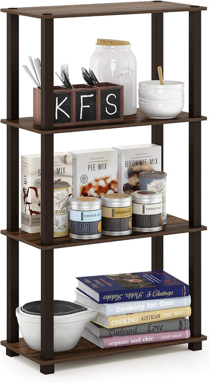 Furinno TURN-S-TUBE Storage Shelves, 4-Tier Book Shelf, Corner Shelf, Toolless by Furinno-FitsYourSpaceFitsYourBudget