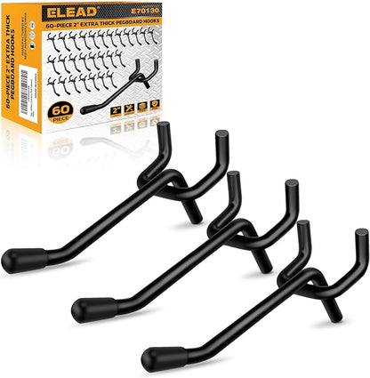 ELEAD 60-Piece 2 Inch Extra Thick Pegboard Hooks, Heavy Duty Peg Board by ELEAD